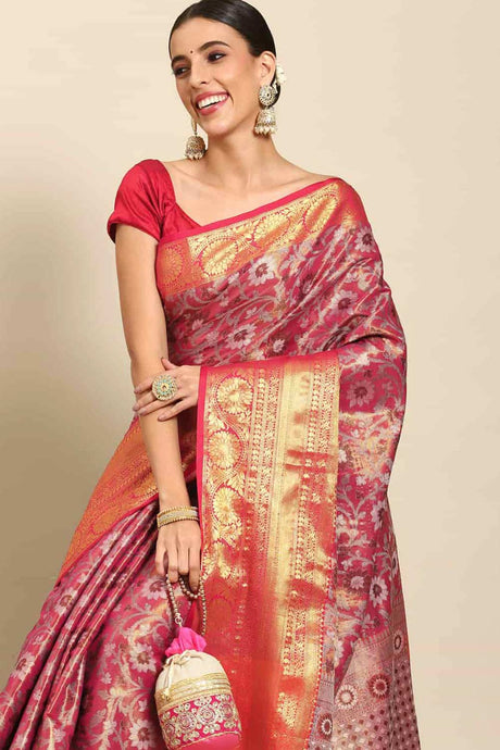 Buy Pink Art Silk brocade Saree Online