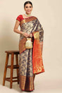 Buy Navy Blue Art Silk brocade Saree Online