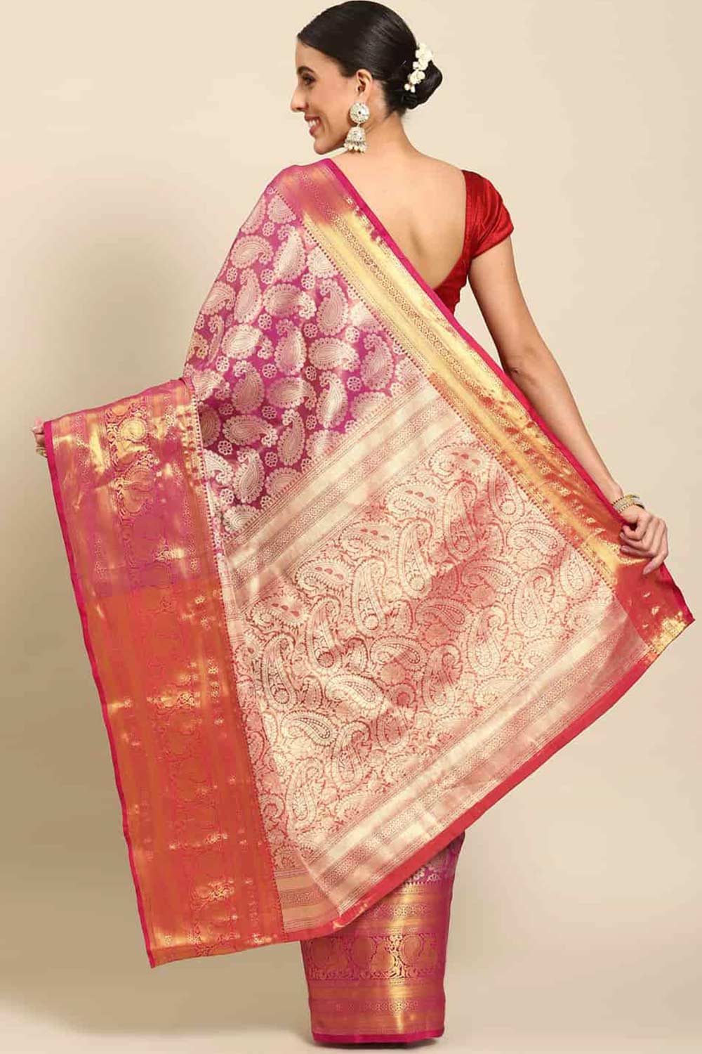 Buy Pink Art Silk brocade Saree Online