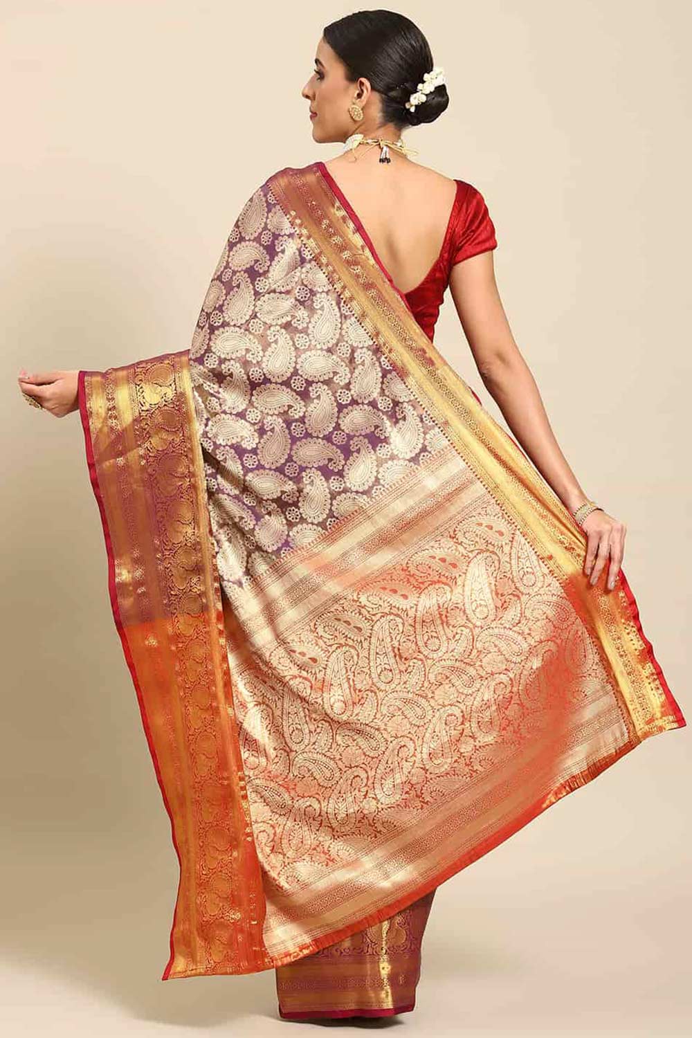 Buy Purple Art Silk brocade Saree Online