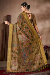 Multi Printed Cotton Blend Saree