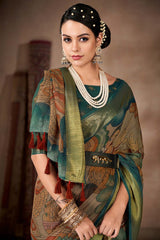 Multi Printed Cotton Blend Saree