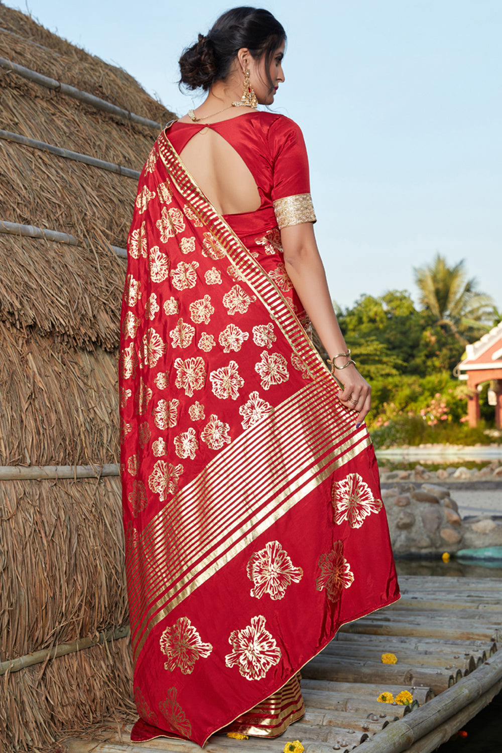 Buy Banarasi Red Saree Online