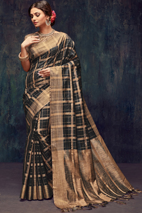 Art Silk Zari Saree In Black