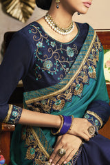 Art Silk Embroidered Saree In Blue