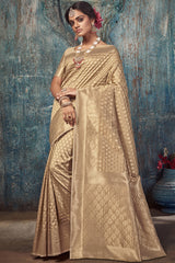 Art Silk Woven Saree In Beige