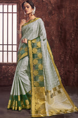 Art Silk Woven Saree In Green