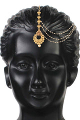 Traditional Gold Plated Pearl with Hair Chain Maang Tikka