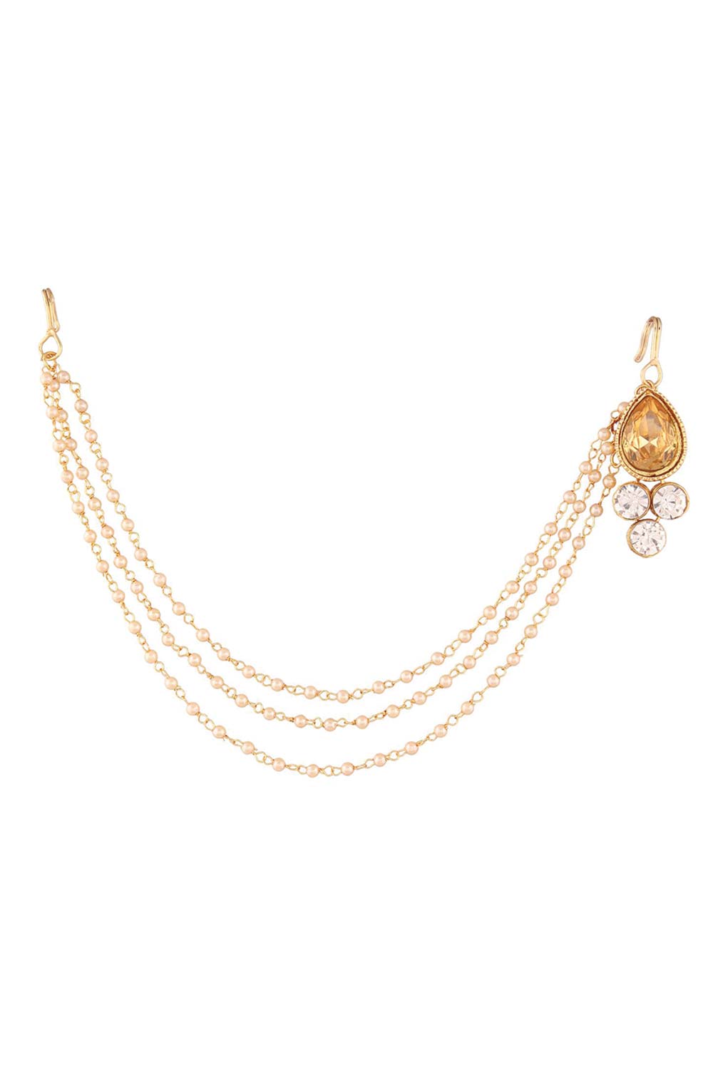 Gold Plated Mathapati And Maang Tikka with Pearl Chain