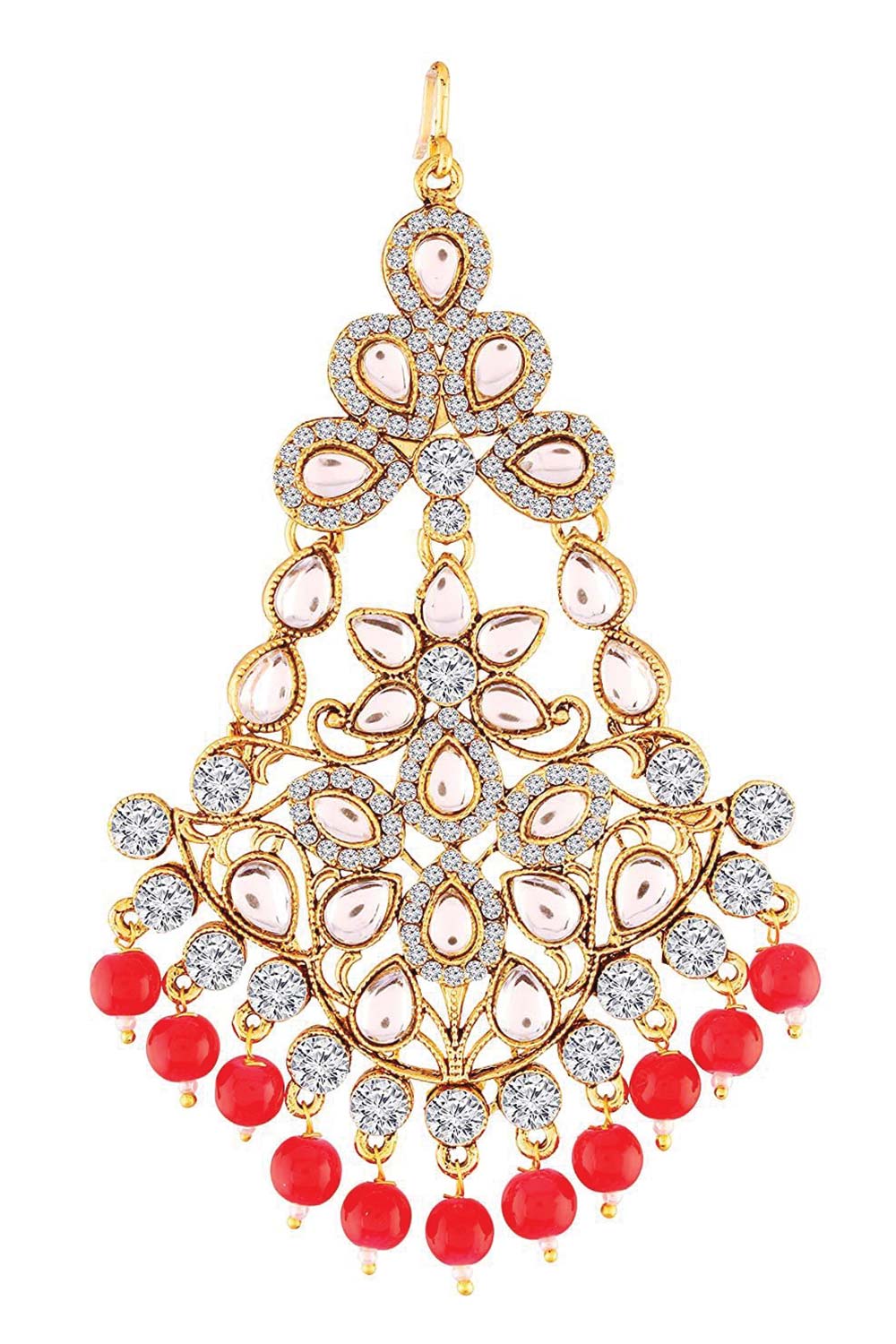 Gold Plated Kundan And Pearl Pasa Kalank Inspired Hair Jewelry