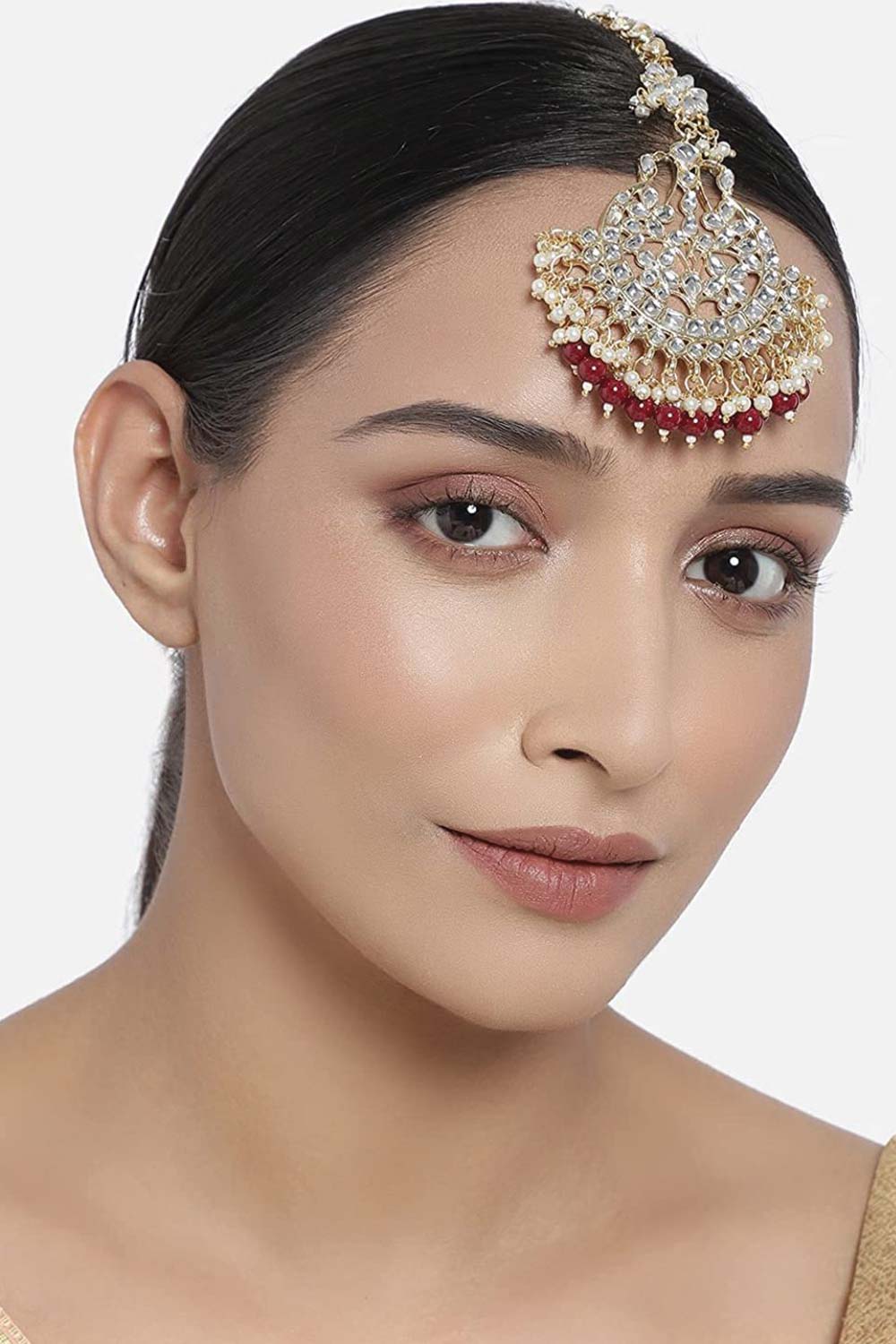 Gold Plated Traditional Kundan And Stone Studded Maang Tikka