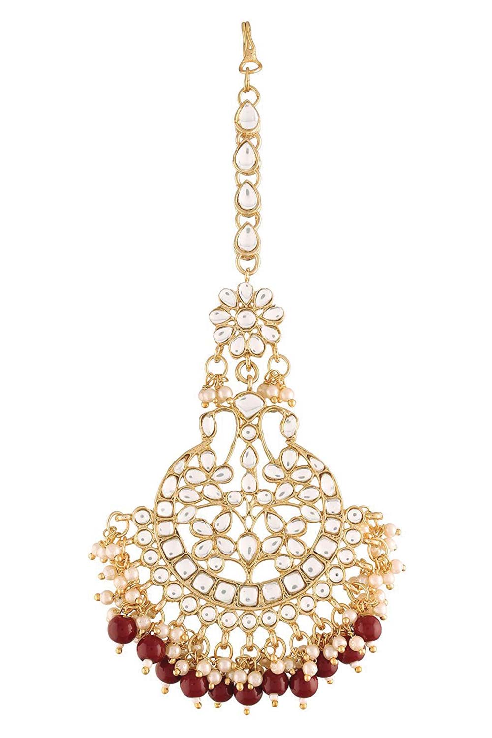 Gold Plated Traditional Kundan And Stone Studded Maang Tikka