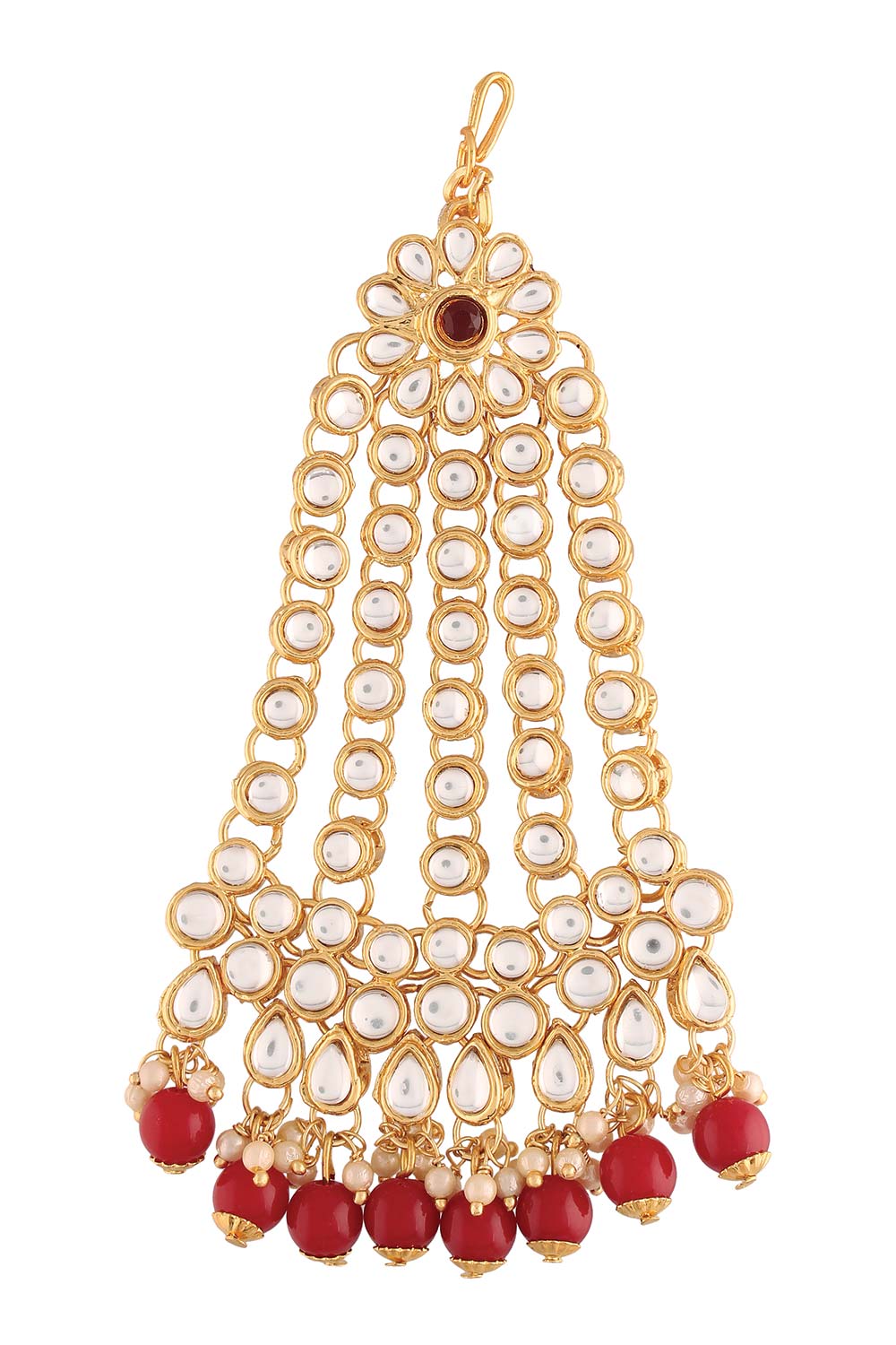 Gold Plated Mughal Beautiful Long Pearl Kundan Jhumar Passa And Jhoomar Maang Tikka