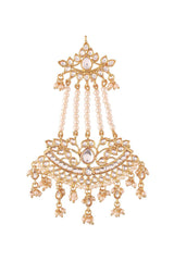 Gold Plated Kundan And Pearl Pasa And Hair Kalank Inspired Jewelry