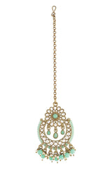 Gold Plated Traditional Kundan And Pearl Studded Maang Tikka