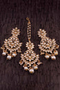 Buy Women's Alloy Kundan and Pearl Maang Tikka With Earring in White