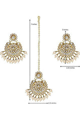 Buy Women's Alloy Kundan Maang Tikka With Earring in White - Zoom Out