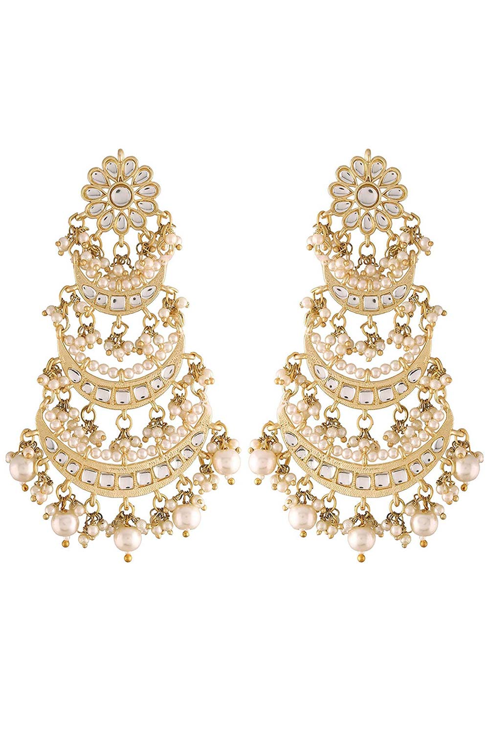 Buy Women's Alloy Maang Tikka With Earring in White - Side