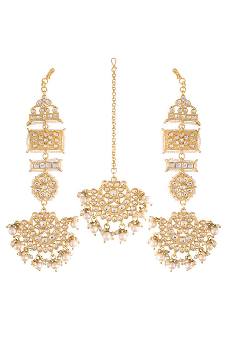 Buy online Gold Plated Pink Ad Studded Peals Drops Chandbali Earrings from  fashion jewellery for Women by Saraf Rs Jewellery for ₹1419 at 68% off |  2024 Limeroad.com