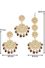 Buy Women's Alloy Maang Tikka With Earring in Maroon - Zoom Out