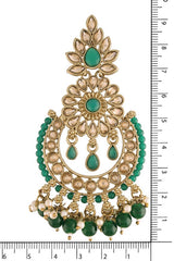 Buy Women's Alloy Maang Tikka With Earring in Green - Zoom in