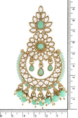 Buy Women's Alloy Maang Tikka With Earring in Mint - Zoom in