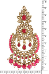 Buy Women's Alloy Maang Tikka With Earring in Pink - Zoom in