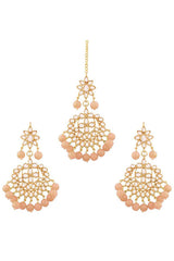 Peach Women's Pink Alloy And Pearl Earring