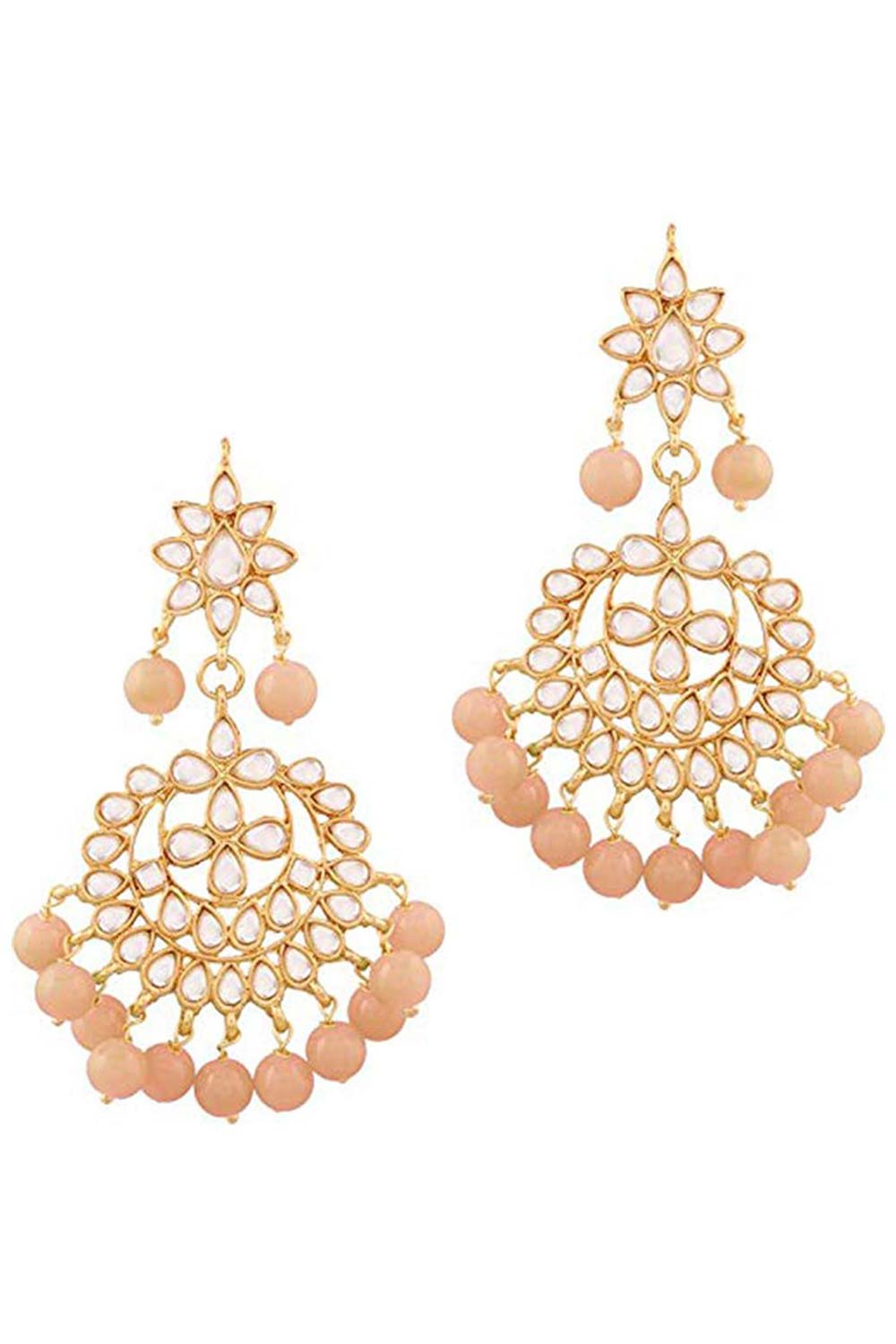 Peach Women's Pink Alloy And Pearl Earring