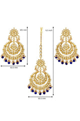 Buy Women's Alloy Maang Tikka With Earring in Blue - Zoom Out