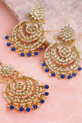 Buy Women's Alloy Maang Tikka With Earring in Blue - Front
