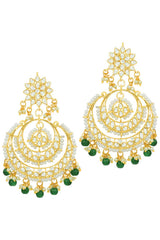 Buy Women's Alloy Maang Tikka With Earring in Green - Back