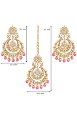 Buy Women's Alloy Maang Tikka With Earring in Pink - Zoom Out