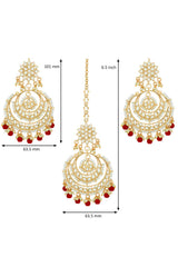 Buy Women's Alloy Maang Tikka With Earring in Red - Zoom Out