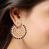 Alloy Earring Set with Maang Tikka in Black