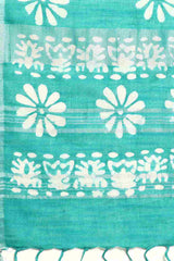 Green Cotton Floral Saree