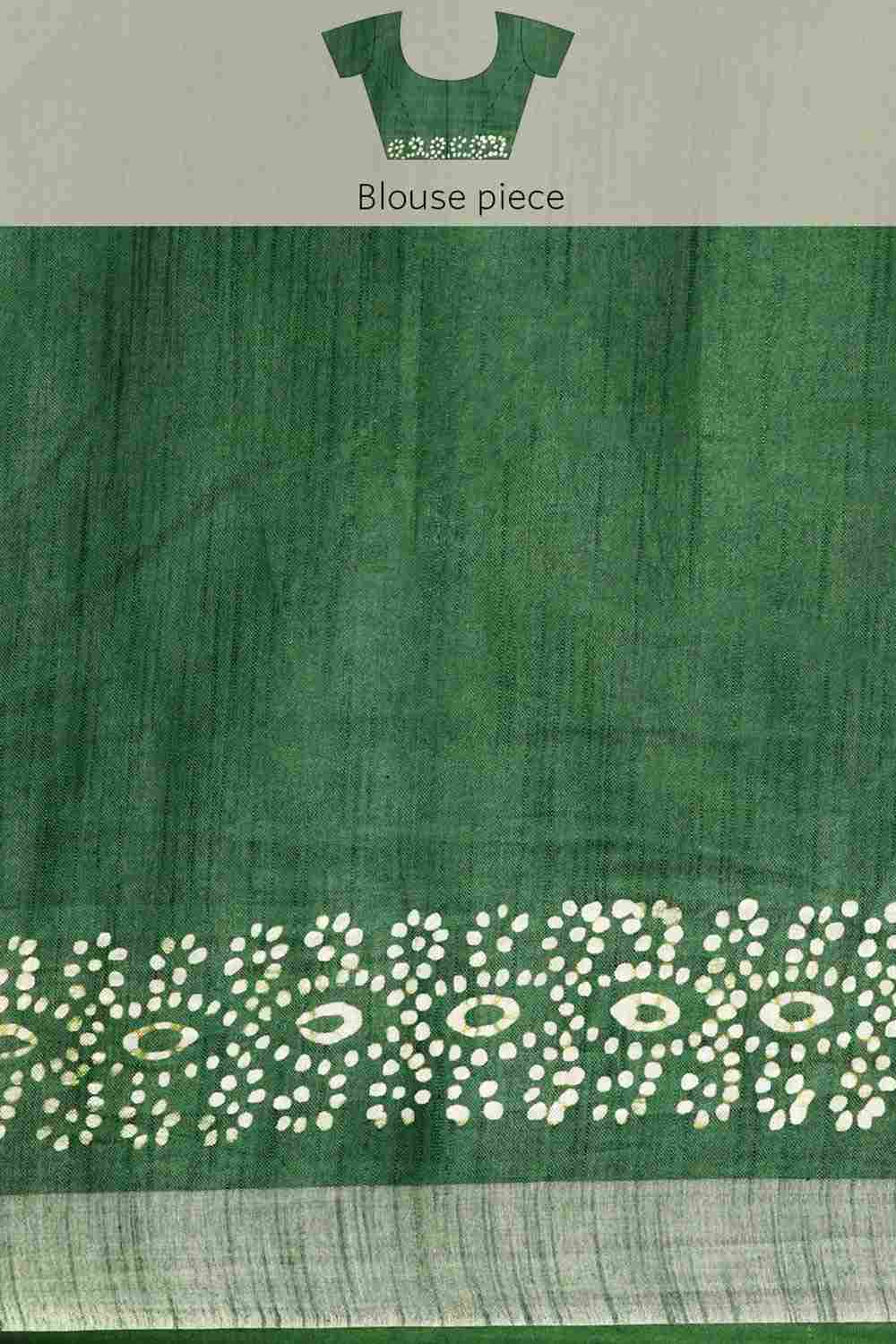 Green Cotton Block Saree