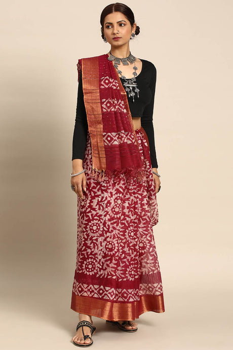 Maroon Art silk Indian Saree