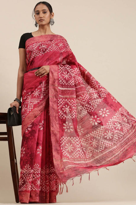 Pink Art Silk Indian Saree