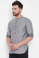 Buy Men's Blended Cotton Short Kurta in Grey