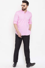 Shop Men's Solid Short Kurta in Light Pink