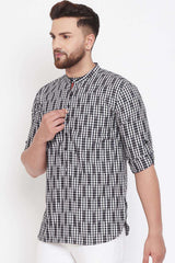 Buy Men's Blended Cotton Short Kurta in Black