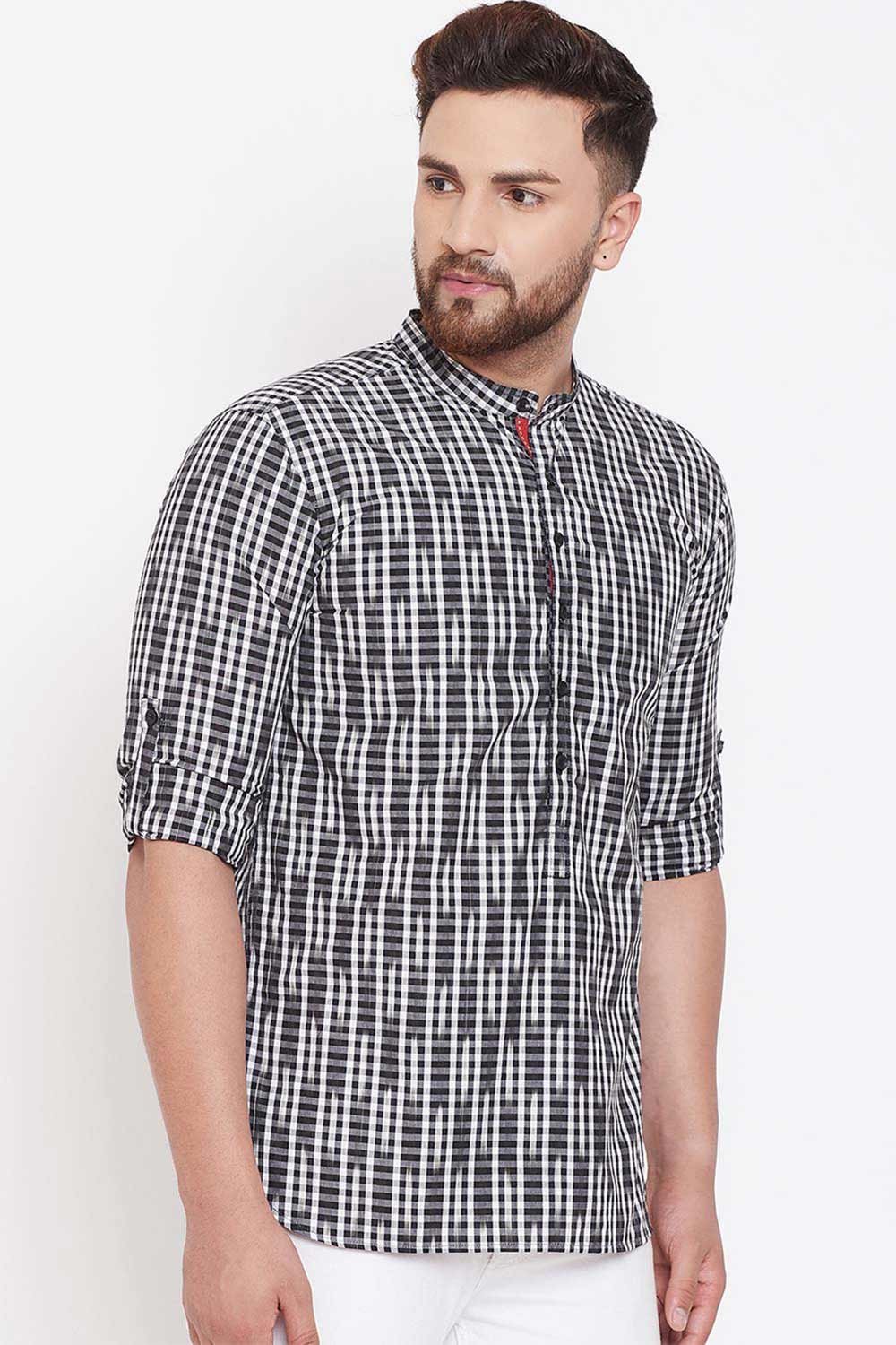 Shop Men's Short Kurta in Black