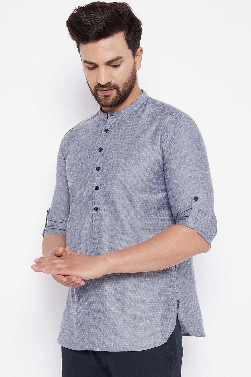 Buy Rayon Woven Kurta in Grey Online - Front