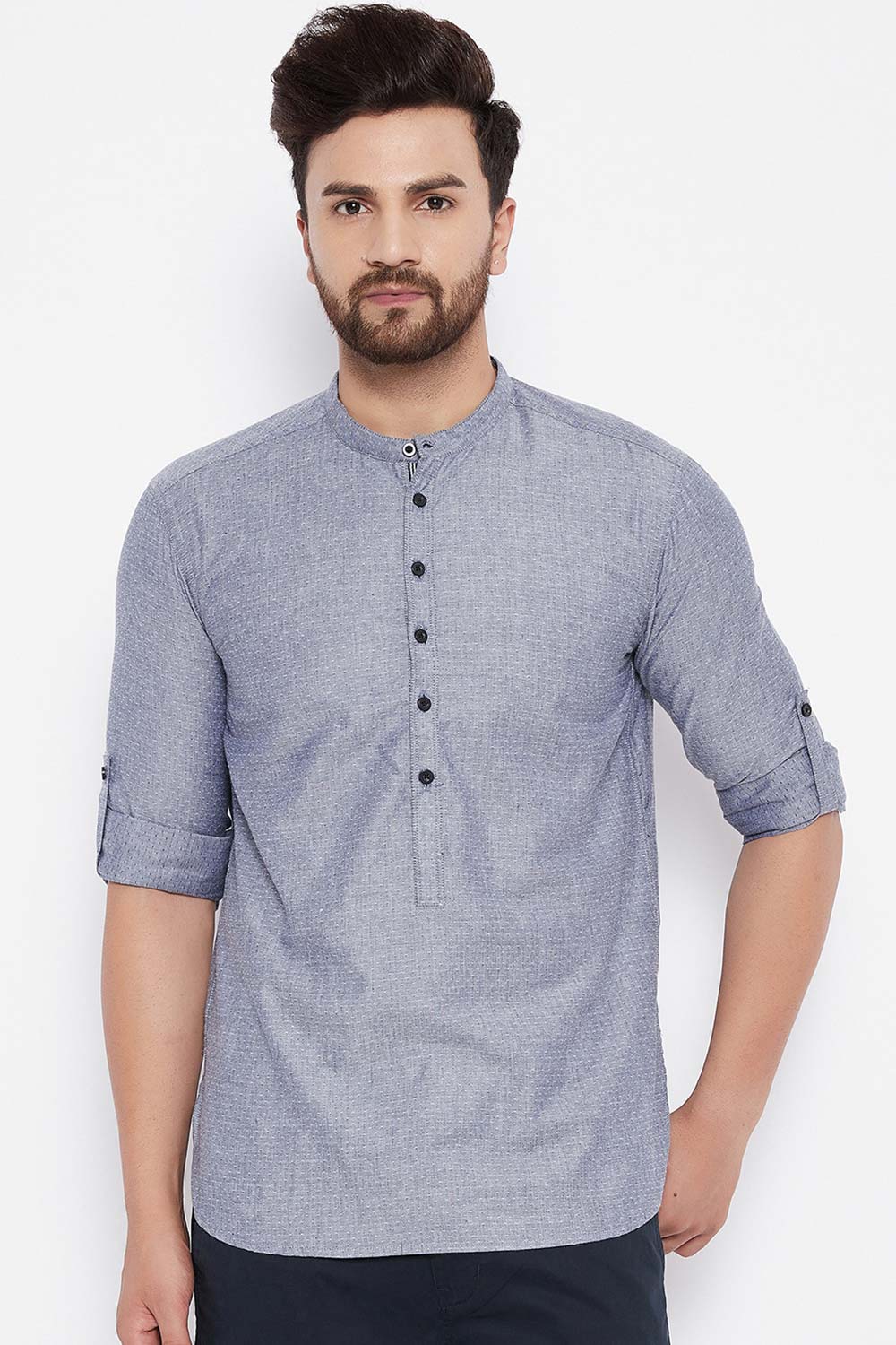 Buy Rayon Woven Kurta in Grey Online