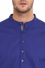 Buy Blended Cotton Solid Kurta in Royal Blue Online - Zoom Out