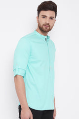 Shop Men's Short Kurta in Turquoise