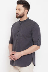 Buy Men's Cotton Short Kurta in Black