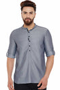 Buy Blended Cotton Solid Kurta in Grey Online