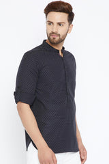 Shop Men's Short Kurta in Black